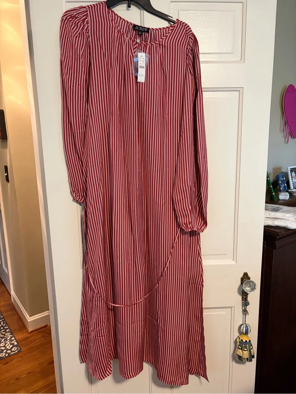 J. Crew drapey Striped Long Sleeve Maxi Dress - Rose Stripes